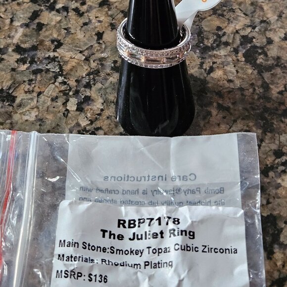 Bomb Party RBP7178 "The Juliet Ring" Smokey Topaz Cubic Zirconia Sz 6 - Picture 5 of 5